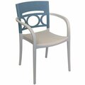 Grosfillex US556680 Moon Linen Stackable Armchair with Denim Blue Back - 4/Pack, 4PK 383US656680PK